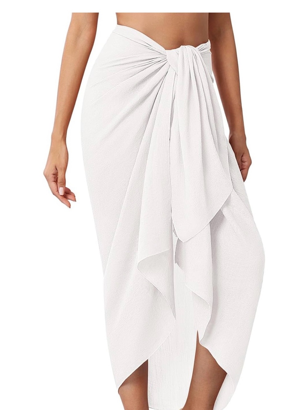 White Tie-Front Sarong Swimsuit Cover-up